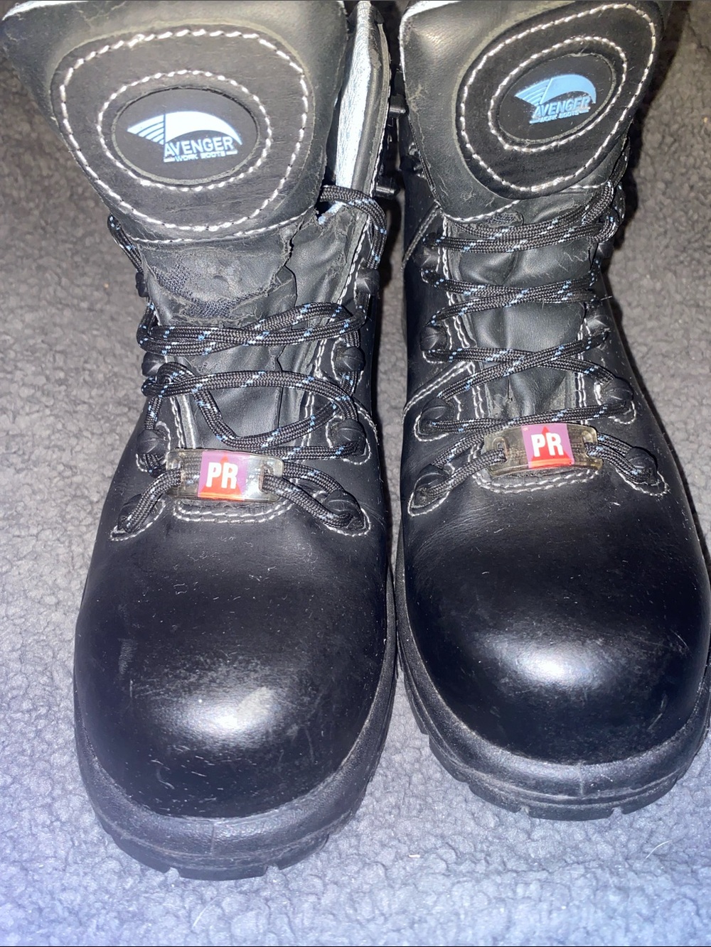 Avenger Waterproof Black Lace-Up Work Boots with PR Lace Badge